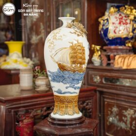 Mai bình tích lộc "Thuận Buồm Xuôi Gió" H50 màu trắng BT-MB03