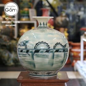 Bình hút lộc men xanh ngọc nhị cảnh cầu Rồng và cầu Vàng Đà Nẵng BT-HL65