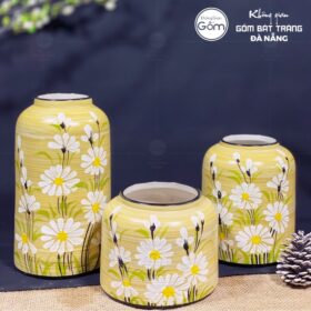 Bộ ba bình hoa dáng lồng chim màu vàng cúc hoạ mi BT-BH66