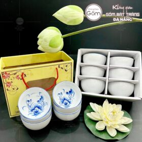 Bộ 6 bát cơm gốm sứ Bát Tràng họa tiết hoa sen nở trong lòng chén BT-BBD107
