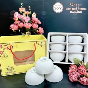 Bộ 6 bát cơm trắng tròn gốm sứ Bát Tràng BT-BBD91