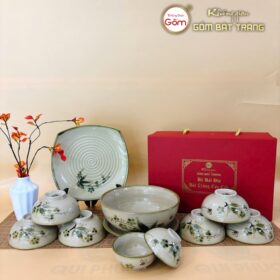 Set bát đĩa gia đình hoạ tiết chuồn trúc BT-BD117