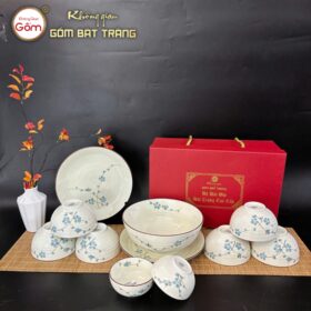 Set bát đĩa gia đình hoạ tiết hoa đào xanh BT-BD120