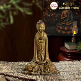 Tượng phật an nhiên gốm sứ Bát Tràng men hoàng thổ BT-TP06