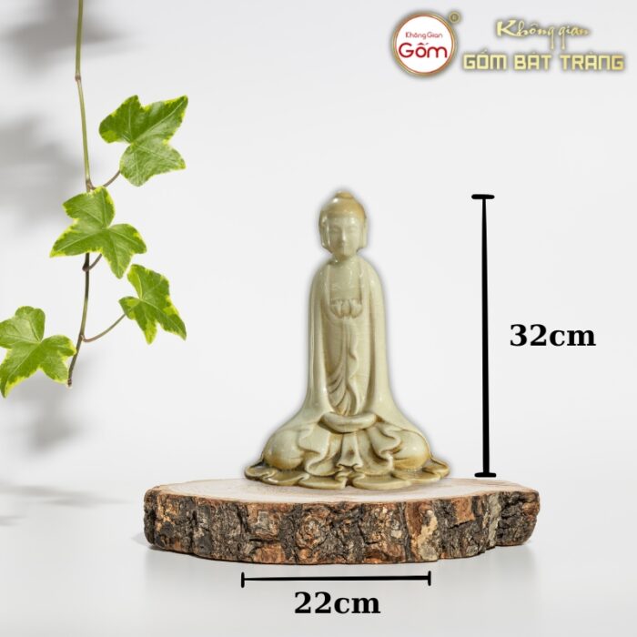 Tượng an nhiên gốm sứ Bát Tràng màu ngọc BT-TP10 - Ảnh 2