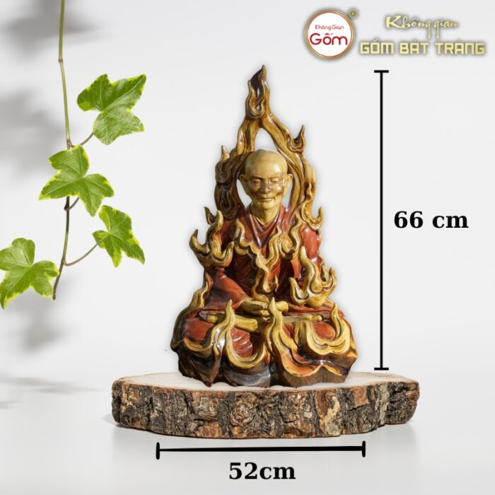 Tượng Bồ Tát Thích Quảng Đức gốm sứ Bát Tràng màu đỏ BT-TP11 - Ảnh 2