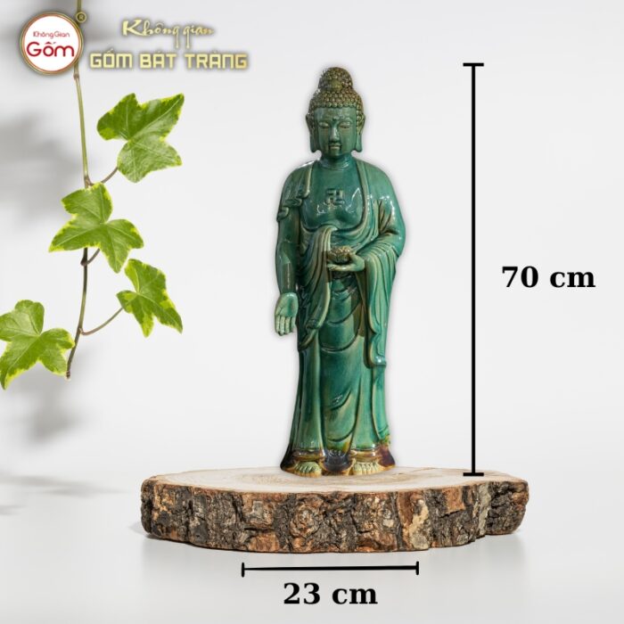 Tượng phật A Di Đà gốm sứ Bát Tràng men ngọc lục bảo BT-TP15 - Ảnh 2