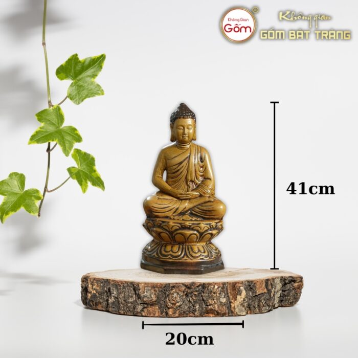 Tượng phật ngồi bổn sư màu nâu Bát Tràng BT-TP17 - Hình ảnh 2