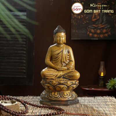Tượng phật ngồi bổn sư màu nâu Bát Tràng BT-TP17