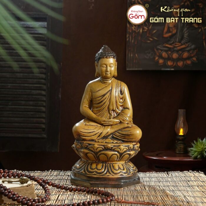 Tượng phật ngồi bổn sư màu nâu Bát Tràng BT-TP17