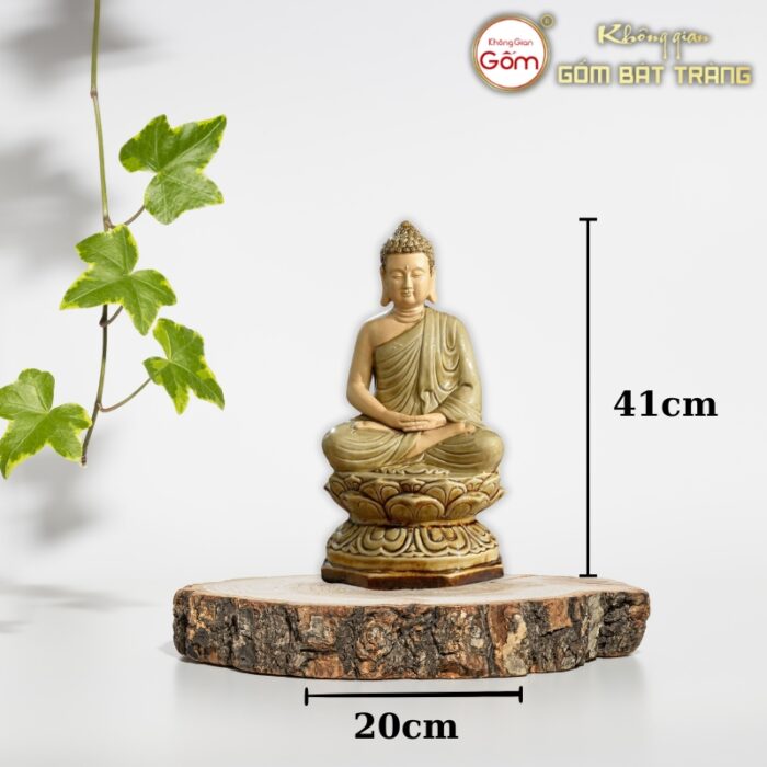 Tượng phật bổn sư màu ngà gốm sứ Bát Tràng BT-TP18 - Ảnh 2