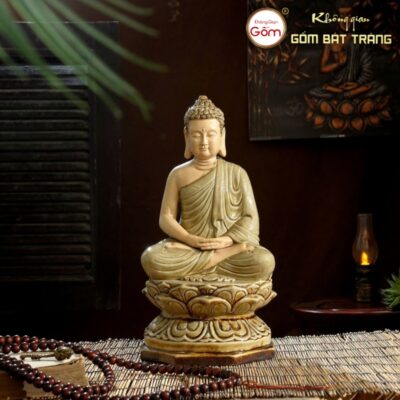 Tượng phật bổn sư màu ngà gốm sứ Bát Tràng BT-TP18