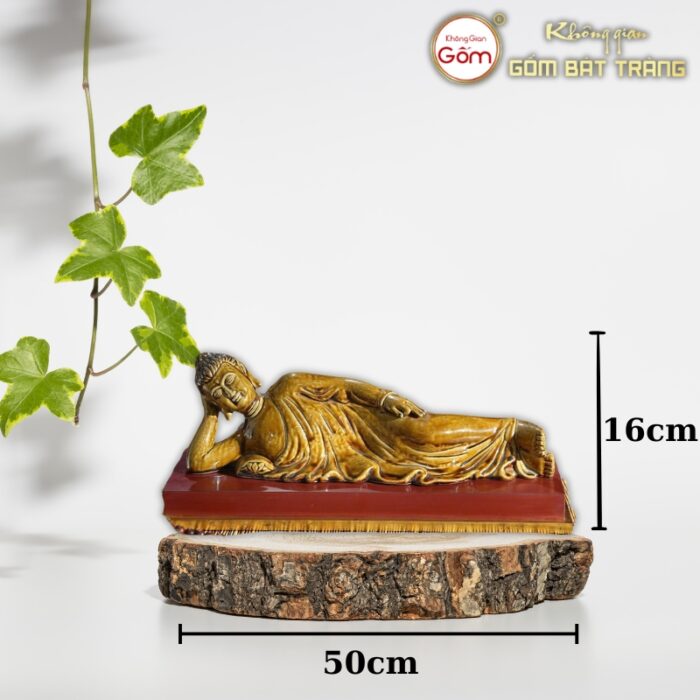 Tượng Phật Thích Ca Mâu Ni nằm nhập niết bàn màu nâu gốm sứ Bát Tràng BT-TP 21 - Ảnh 2