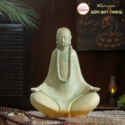 Tượng phật thiền tĩnh tại màu bạch ngọc gốm sứ Bát Tràng BT-TP27