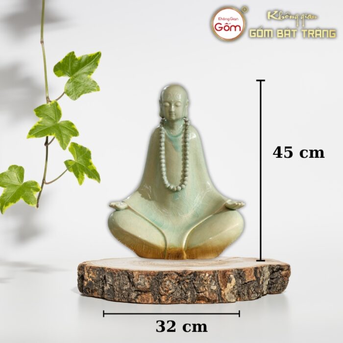 Tượng phật thiền tĩnh tại màu bạch ngọc gốm sứ Bát Tràng BT-TP27 - Hình ảnh 2