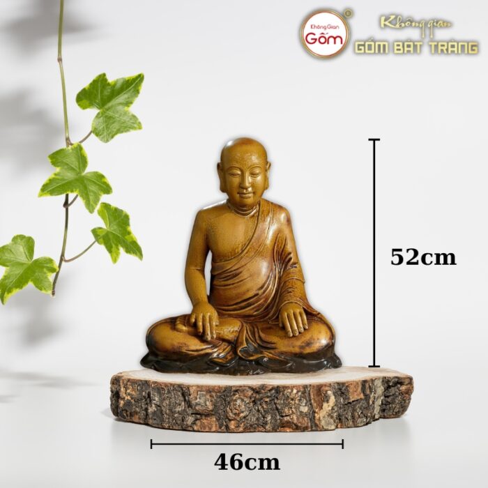 Tượng Tôn thượng phật hoàng Trần Nhân Tông màu nâu gốm sứ Bát Tràng BT-TP31 - Ảnh 2