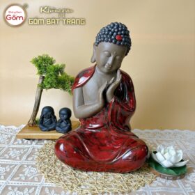 Tượng phật an nhiên gốm sứ Bát Tràng men nâu BT-TP03