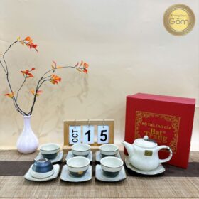 Bộ ấm chén Tô Thanh Sơn kiểu ấm Nhật màu trắng kem BT-BAT93