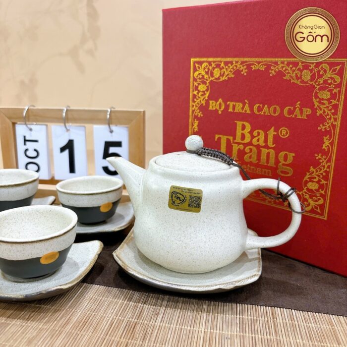 Bộ ấm chén Tô Thanh Sơn kiểu ấm Nhật màu trắng kem BT-BAT93 - Ảnh 4