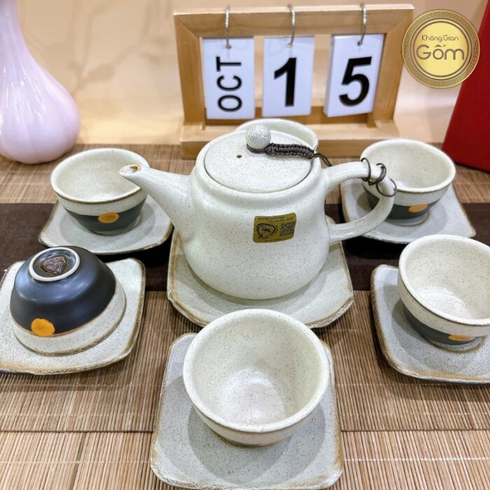 Bộ ấm chén Tô Thanh Sơn kiểu ấm Nhật màu trắng kem BT-BAT93 - Ảnh 3