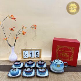 Bộ ấm chén Tô Thanh Sơn dáng ấm trăng tròn hoa hồng phấn BT-BAT99