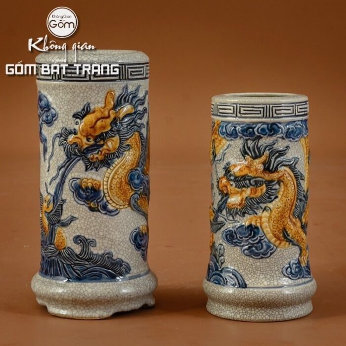 Bộ đồ thờ Thần Tài-Thổ Địa men rạn Bát Tràng BTĐ-02 - Ảnh 9