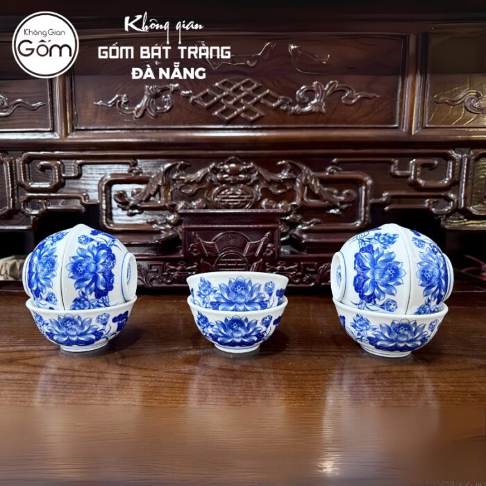 Bộ đồ thờ men lam họa tiết song long liên hoa tại Đà Nẵng BT-BĐT97 - Ảnh 2