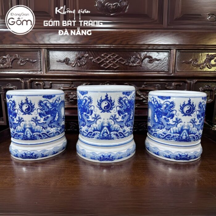 Bộ đồ thờ men lam họa tiết liên hoa tại Đà Nẵng BT-BĐT104 - Ảnh 2