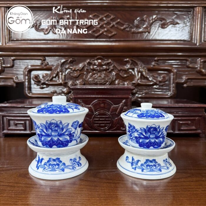 Bộ đồ thờ men lam họa tiết song long liên hoa tại Đà Nẵng BT-BĐT96 - Ảnh 9