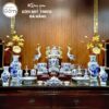 Bộ đồ thờ có đỉnh hạc men lam vẽ vàng hoạ tiết song long liên hoa tại Đà Nẵng BT-BĐT187