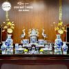 Bộ đồ thờ có đỉnh hạc men lam vẽ vàng hoạ tiết song long liên hoa tại Đà Nẵng BT-BĐT25