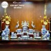 Bộ đồ thờ có đỉnh hạc men lam vẽ vàng hoạ tiết song long liên hoa tại Đà Nẵng BT-BĐT27