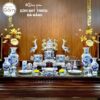 Bộ đồ thờ có đỉnh hạc men lam vẽ vàng hoạ tiết song long liên hoa tại Đà Nẵng BT-BĐT29