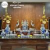 Bộ đồ thờ có đỉnh hạc men lam vẽ vàng hoạ tiết song long liên hoa tại Đà Nẵng BT-BĐT30