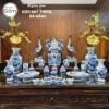 Bộ đồ thờ có đỉnh hạc men lam hoạ tiết song long liên hoa tại Đà Nẵng BT-BĐT34