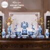 Bộ đồ thờ men lam có đỉnh hạc họa tiết song long liên hoa tại Đà Nẵng BT-BĐT16