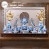 Bộ đồ thờ men lam có đỉnh hạc họa tiết song long liên hoa tại Đà Nẵng BT-BĐT21