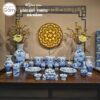 Bộ đồ thờ men lam họa tiết song long liên hoa tại Đà Nẵng BT-BĐT12