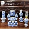 Bộ đồ thờ men lam họa tiết song long liên hoa tại Đà Nẵng BT-BĐT48