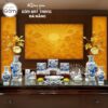 Bộ đồ thờ men lam vẽ vàng họa tiết liên hoa tại Đà Nẵng BT-BĐT03