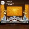 Bộ đồ thờ men lam vẽ vàng họa tiết liên hoa tại Đà Nẵng BT-BĐT05