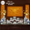 Bộ đồ thờ men lam vẽ vàng họa tiết song long liên hoa tại Đà Nẵng BT-BĐT08