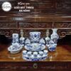 Bộ đồ thờ men lam vẽ vàng họa tiết song long liên hoa tại Đà Nẵng BT-BĐT54