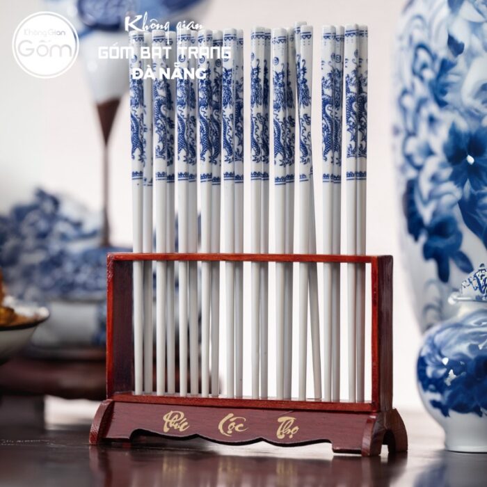 Bộ đồ thờ men lam có đỉnh hạc họa tiết song long liên hoa tại Đà Nẵng BT-BĐT17 - Ảnh 2
