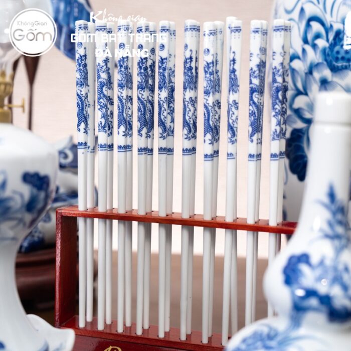 Bộ đồ thờ men lam họa tiết song long liên hoa tại Đà Nẵng BT-BĐT19 - Ảnh 4