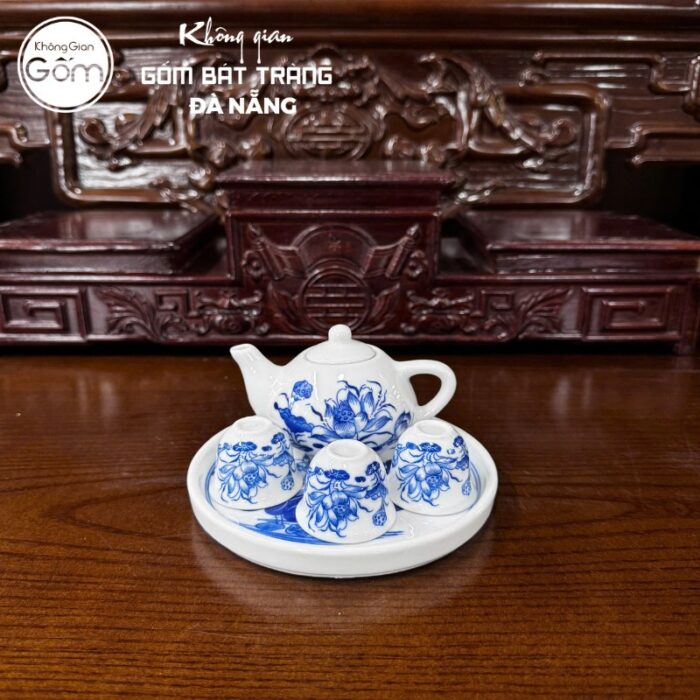 Bộ đồ thờ men lam họa tiết song long liên hoa tại Đà Nẵng BT-BĐT87 - Ảnh 3