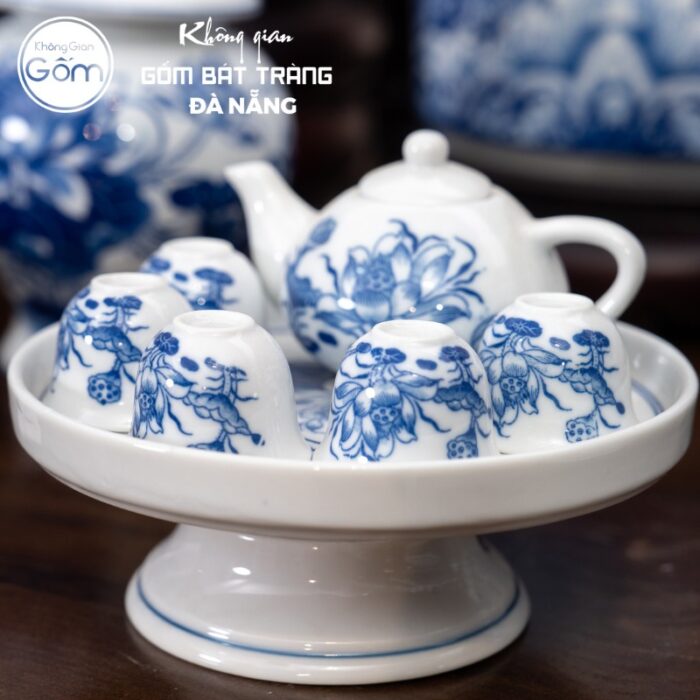 Bộ đồ thờ men lam họa tiết song long liên hoa tại Đà Nẵng BT-BĐT18 - Ảnh 7
