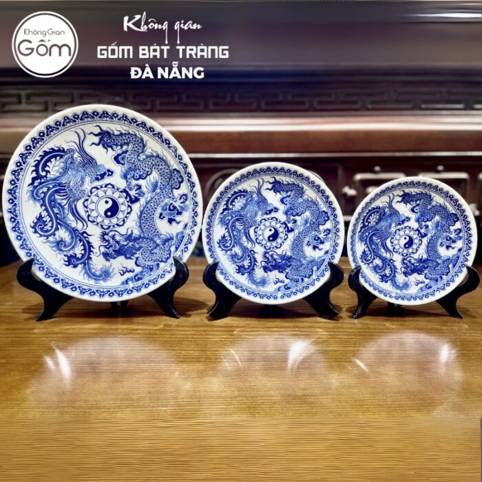 Bộ đồ thờ men lam hoạ tiết vân long phụng liên tại Đà Nẵng BT-BĐT78 - Ảnh 2