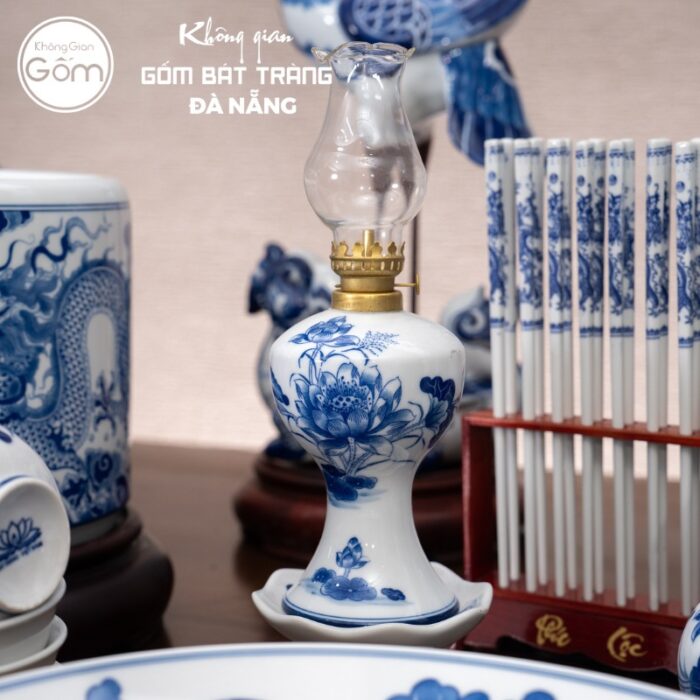Bộ đồ thờ men lam có đỉnh hạc họa tiết song long liên hoa tại Đà Nẵng BT-BĐT17 - Ảnh 5