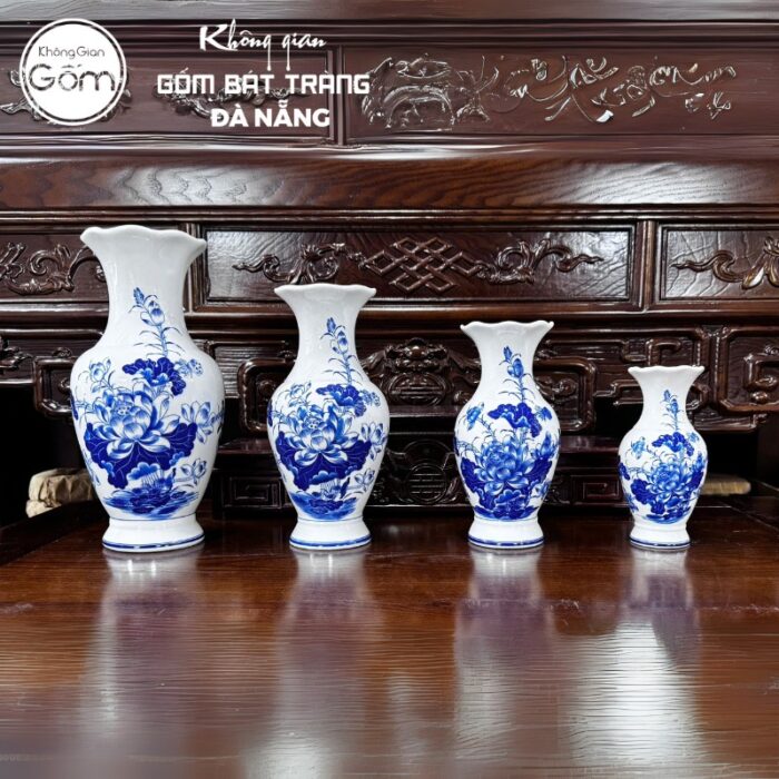 Bộ đồ thờ men lam hoạ tiết song long liên hoa tại Đà Nẵng BT-BĐT45 - Ảnh 3